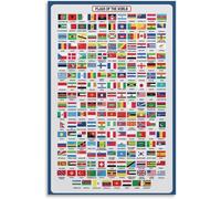 Flags of The World Poster - Laminated Educational Chart for Classroom Wall, Geography Learning Resource(Unframed,12x18inch(30x45cm))