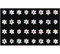 Flagship Carpets Tappeto educativo con margherite in stile scolaretta su salsa di mele incrociate nera, per camera dei bambini, aula dei bambini, tappeto da gioco per insegnamento e sala giochi, 200 x