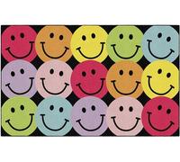 Flagship Carpets Tappeto educativo in stile scolaretta con faccine sorridenti arcobaleno per la stanza dei bambini, decorazione per bambini, aula dei bambini, tappeto da gioco per insegnamento e sala
