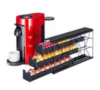 FlagShip Organizzatore per Capsule di Caffè Nespresso a 3 Livelli e Porta Ciambelle Vertuo - Nero in Metallo, Salvaspazio, Capacità di 30+ Ciambelle, Adatto a Tutte le Dimensioni di Ciambelle Vertuo
