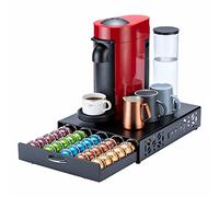 Flagship Supporto per capsule Nespresso Vertuo, organizer di capsule per la conservazione, design a barra da caffè e supporto per macchina da caffè, metallo nero (capacità di 50 capsule)