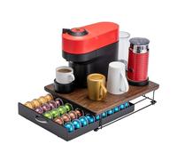 Flagship Vertuo, porta cialde Nespresso con cassetto per cialde Vertuo, con elegante piano in legno (capacità 50 cialde)