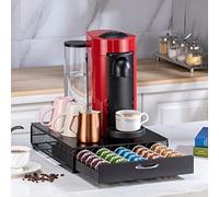 Flagship Vertuo, porta cialde Nespresso, organizer per cialde da caffè, design moderno e supporto per macchina da caffè, in metallo nero (capacità 50 cialde)