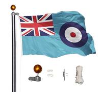 Flagtex Asta per bandiera componibile da 6 m, include bandiera RAF Ensign - in alluminio robusto, 6 poli, sistema a puleggia e corda, facile da montare