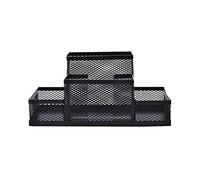 FLaig Porta biglietti da visita 1pc Scatola di rete metallica nera Organizzatore di cancelleria da scrivania Home Office Utile Risparmia spazio Scatole porta biglietti da visita Scatole porta bigliett