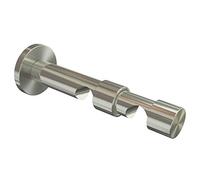 Flair Deco 11022026 - 0039 Supporto per Coni a Vite per Asta per Tenda, Diametro 20 mm, Effetto Acciaio Inox in Metallo, Doppio Binario Distanza dalla Parete Circa 7/12 cm