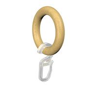 Flair Deco Anelli con Piega Ganci, Gardine Anelli per 16 mm Ø Gardine Barre, 16 Pezzi, Legno, buche lackiert, 41/27 mm