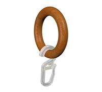 Flair Deco Anelli con Piega Ganci, Gardine Anelli per 16 mm Ø Gardine Barre, 16 Pezzi, Legno, Kirschbaum lackiert, 41/27 mm