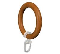 Flair Deco Anelli con Piega Ganci, Gardine Anelli per 28 mm Ø Gardine Barre, 16 Pezzi, Legno, Kirschbaum lackiert, 57/41 mm