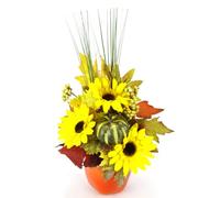 Flair Flower 089171 Gor sobl.Zucca/i. Mela, Poliestere, Plastica, Giallo/Arancione, 35 x 18 x 18 cm