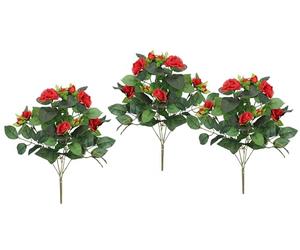 Flair Flower Bouquet di rose artificiali, 34 cm, set da 3 pezzi, rosa artificiale, fiori artificiali, bouquet di rose, bouquet di rose selvatiche, bouquet di fiori, decorazione per matrimoni, rosso