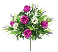 Flair Flower Bouquet di rose artificiali con fiori di lavanda, 52 cm, bouquet di fiori artificiali