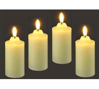Flair Flower Candele a LED in vera cera, set di 4 candele elettriche a LED, luce bianca calda, luce d'atmosfera, decorazione pilastro, grandi candele dell'Avvento, corona dell'Avvento, romantica, San