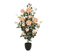 Flair Flower Cespuglio di rose artificiali in vaso, rose artificiali, fiori artificiali, piante decorative, piante in seta, piante decorative, piante da interni, piante da ufficio, salmone