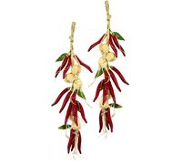 Flair Flower Chili/aglio, ghirlanda da appendere, in plastica, realistica, per la decorazione dell'aglio, catena di peperoncino, decorazione per alimenti, set da 2 pezzi
