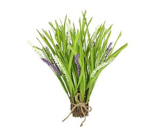 Flair Flower Erba artificiale con fiori di lavanda e fiori di lavanda, erba artificiale, arbusti