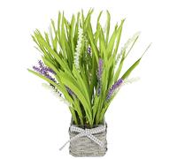 Flair Flower Erba artificiale con lavanda in vaso, 40 cm, set di fiori di lavanda, erba artificiale, ciuffo, composizione di erba, pianta artificiale