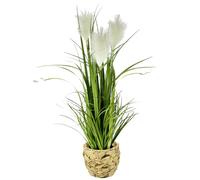 Flair Flower Erba artificiale in vaso con piuma, erba decorativa di seta artificiale, pianta di pampa