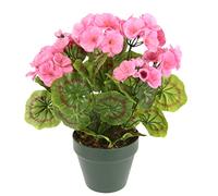 Flair Flower Geranio artificiale in vaso di geranio, pelargonium, pianta di seta, fiori artificiali, decorazione da tavolo, pianta decorativa da interni, fiori in vaso, 090128RS, rosa, 28 x 22 x 22 cm