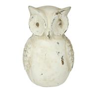 Flair Flower Oggetto decorativo a forma di gufo in ceramica, decorazione per animali, bianco antico, per esterni, stile rustico, decorazione da giardino, 19 cm