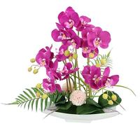 Flair Flower Orchidea artificiale, 52 cm, in ceramica, fiore artificiale, orchidea artificiale, phalaenopsis, con vaso, pianta artificiale, decorazione per matrimonio, farfalla, fiori di seta,