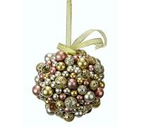Flair Flower Perle da Appendere Sfera, Sospensione, Colore Bianco, Argento, finestre, vetrine, L'Albero, Decorazione Invernale, Elegante Idea Regalo di Natale, Rosa/Oro, 11 cm Ø