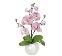 Flair Flower Phalaenopsis - Orchidea artificiale in ciotola, con vaso artificiale, decorazione per matrimoni, farfalle, fiori di seta, 35 cm, colore: viola/bianco