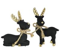 Flair Flower Statuetta di alce con renna, 8 + 11 cm, statuetta decorativa, statuetta natalizia, decorazione natalizia, animale della foresta, decorazione da giardino, cervo, decorazione natalizia