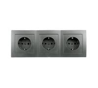 FLAIR tripla presa antracite, 250V~/16A, da incasso, attacco a morsetto