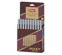 FLAIR Woody - Confezione di 20 penne a sfera con punta da 0,7 mm, design accattivante e legno | sistema di flusso dell'inchiostro liscio con inchiostro a bassa viscosità | scrittura senza sbavature |