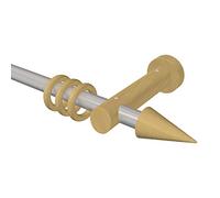 Flairdeco - Asta per Tende, Ø 20 mm, 1 Via, Tipo Cono, Metallo/Legno, Argento/Grigio/faggio Laccato, 160 cm