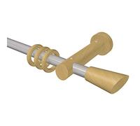 Flairdeco Asta per Tende, 20 mm Ø, 1 Via, Tipo Konus, Metallo/Legno, Argento/Grigio/faggio Laccato, 320 cm (Divisa 2 x 160 cm)