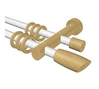 Flairdeco Asta per Tende, 20 mm Ø, 2 Vie, Tipo Ellipse, Metallo/Legno, Bianco/faggio Laccato, 100 cm