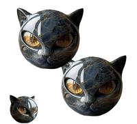 Flairgifts Luxury Black Cat Stone Sculpture, Black Obsidian Cat Decor Statue Figurine, Hand-Carved Crystals and Healing Stones Carved, Gifts for Cats Lovers Women Men (2*pcs)