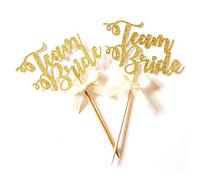 Flairs New York Decorazioni Banner Cake Toppers Party Puntelli (confezione da 24 tazze Cake Topper, Gold Team Bride Ribbon)