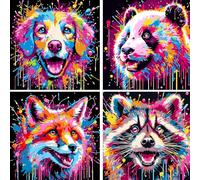 FLAJZ Dipingere Con I Numeri Bambini, 4 Pezzi Animali Dipingere Con I Numeri Da 5 6 7 8 9 10 11 12 Anni Ragazza e Ragazzo (Animali Dolci 3)