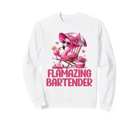 Flamasing Bartender, Fenicottero Rosa, Scena Tropicale sulla Spiaggia per Donne Felpa