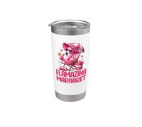 Flamasing Margaret Pink Flamingo, scena tropicale sulla spiaggia per donne Bicchiere termico in acciaio inox doppia parete