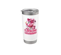 Flamasing Savannah, fenicottero rosa, scena tropicale sulla spiaggia per donne Bicchiere termico in acciaio inox doppia parete