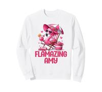 Flamazing Amy Pink Flamingo Tropical Beach Scene Donna Felpa