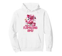 Flamazing Amy Pink Flamingo Tropical Beach Scene Donna Felpa con Cappuccio