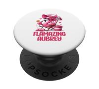 Flamazing Aubrey Pink Flamingo Tropical Beach Trip Donna PopSockets PopGrip Adesivo