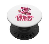 Flamazing Beverly Pink Flamingo Tropical Beach Scene Donna PopSockets PopGrip Adesivo