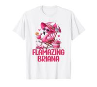 Flamazing Briana Pink Flamingo Tropical Beach Scene Donna Maglietta