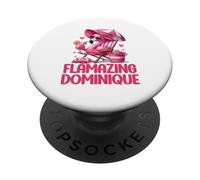 Flamazing Dominique Pink Flamingo Tropical Beach Scene Donne PopSockets PopGrip Adesivo