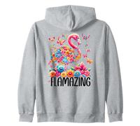 Flamazing Flamingo Tropical Floral Flamingo Pink Butterfly Felpa con Cappuccio