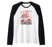 Flamazing Flamingo Tropical Floral Flamingo Pink Butterfly Maglia con Maniche Raglan