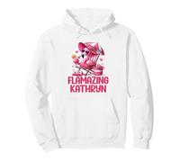Flamazing Katheryn Pink Flamingo, Scena Tropicale sulla Spiaggia per Donne Felpa con Cappuccio