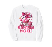 Flamazing Michele Pink Flamingo Tropical Beach Scene Donna Felpa