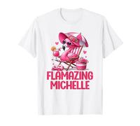 Flamazing Michelle, Fenicottero Rosa, Scena Tropicale sulla Spiaggia per Donne Maglietta